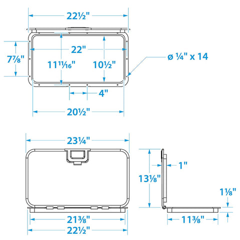 Seachoice OFFSHORE HATCH 10IN X 20IN-WHI