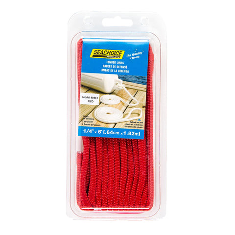 Seachoice FEND LINE RED BRD 1PR 1/4X6FT