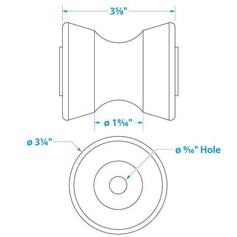 Seachoice BOW ROLLER-YLW-4 X 1/2